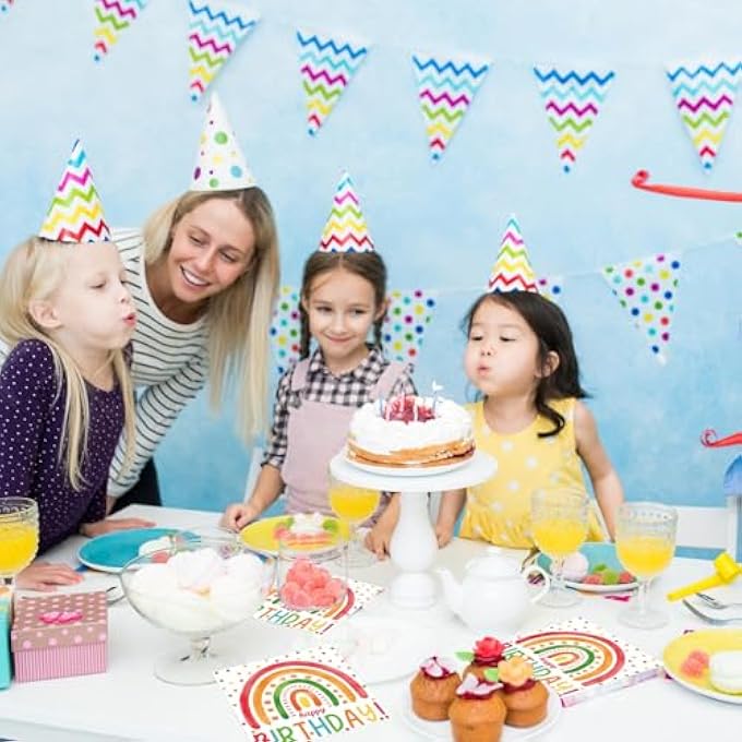 PACK OF 40 RAINBOW NAPKINS, RAINBOW DECORATION CHILDREN'S BIRTHDAY, NAPKINS, CHILDREN'S BIRTHDAY, HAPPY BIRTHDAY NAPKINS, BIRTHDAY FOR CHILDREN'S BIRTHDAY, CELEBRATIONS, 33 X 33 CM - Image 4